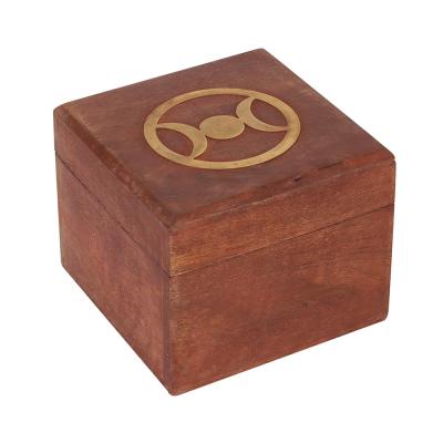 Wooden box with Triple Moon to store all your little secrets
