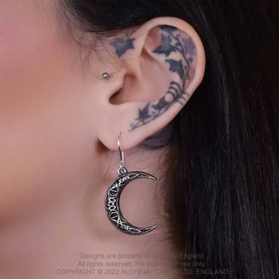 The powers of the moon and magical symbols combined in these beautiful earrings