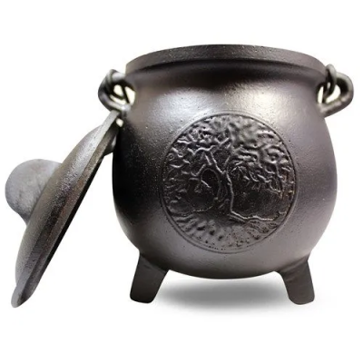 Cast iron cauldron with 15 cm tree-of-life