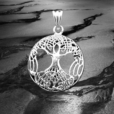 Pendant, silver plated, representing the tree of live