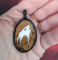 Steatite stone pendant, hand painted with esoteric symbols
