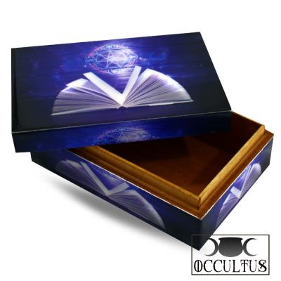 Boîte peinte - Illustration d'un livre des ombres et d'une étoile des fées